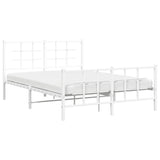 Metal Bed Frame without Mattress with Footboard White 140x200cm 355629