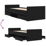 Bed Frame with Storage Black Oak 80 x 200 cm Engineered Wood 3429515