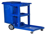 Janitor Cleaning Trolley, with Bin, Shelves and Hooks - Blue T3398P328340