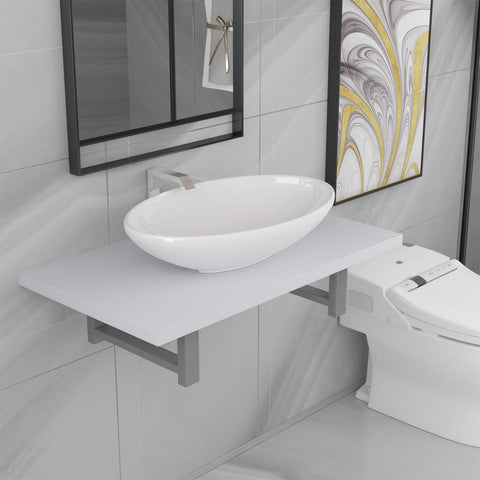 ZNTS Two Piece Bathroom Furniture Set Ceramic White 279339