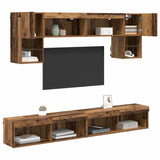 TV Wall Units with LED 6 pcs Old Wood Engineered Wood 3402962