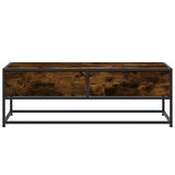 ZNTS Coffee Table Smoked Oak 100x50x35 cm Engineered Wood and Metal 848781