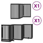 Dog Gate with Door Foldable 9 Panels Black 450 cm Poplar Wood 3155656