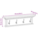 Wall Mounted Coat Rack Natural 70 x 10 x 20 cm Solid Teak Wood 42017958