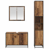 Bathroom Furniture Set with Door 3 pcs Old Wood Engineered Wood 3402396