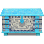 ZNTS Storage Chest Blue Mango Wood 80x40x45 cm 243332