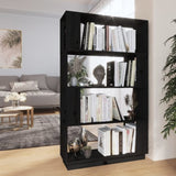 Book Cabinet/Room Divider Black 80x25x132 cm Solid Wood Pine 814063