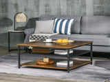 Coffee Table, Living Room Table with 3-Tier Storage Shelves, Square Tea Table for Home Office, T3398P329850