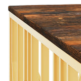 Coffee Table Gold Stainless Steel and Solid Wood Reclaimed 350070