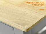 Kitchen Trolley Utility Cart on Wheels with Rubberwood Worktop, Towel Rack, Storage Shelves & Drawer T3398P344550