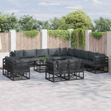 Garden Sofa Set with Cushion 14 pcs Black Aluminium 3378937