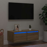 TV Cabinet with LED Lights Sonoma Oak 75x35.5x25 cm 860231