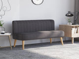 Modern Double Seat Sofa Loveseat Couch 2 Seater Compact Sofa Padded Linen Wood Leg Dark Grey T3398P378087