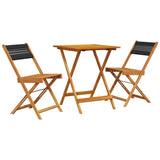 Bistro Set Black Solid acacia wood, Polypropylene Medium Foldable 3281757