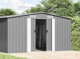 Garden Shed 257x392x181 cm Metal Grey 143345