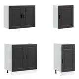 ZNTS 7 Piece Kitchen Cabinet Set Kalmar Black Engineered Wood 3314782