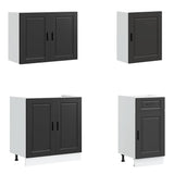 7 Piece Kitchen Cabinet Set Porto Black Engineered Wood 3314782
