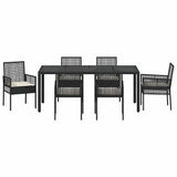 Garden Dining Set 7 pcs Black Poly rattan 3334859