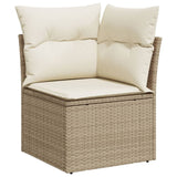 ZNTS 10 Piece Garden Sofa Set with Cushions Beige Poly Rattan 3228898