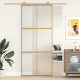 Sliding Door Gold 90x205 cm Frosted ESG Glass and Aluminium 155158