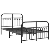 Metal Bed Frame without Mattress with Footboard Black 120x200cm 376616