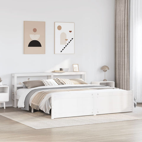 Bed Frame with Headboard without Mattress White 200x200 cm 3306030