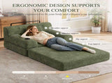 1-Seater Sleeper Sofa, Compressed Corduroy Sofa with High Backrest, Metal Frame, High-Density Foam, W3779P501255