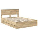 Bed Frame with Drawer Sonoma Oak 140 x 190 cm Engineer Wood 3410709
