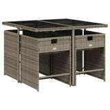 Garden Dining Set Grey PE rattan, powder-coated steel, tempered glass 3211076