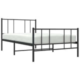 Metal Bed Frame without Mattress with Footboard Black 100x190cm 352492