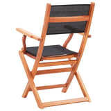Folding Chairs 2 pcs Black Solid Eucalyptus Wood and Textilene 48692