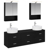 Bathroom Furniture Set 5 pcs Black Oak 3406880