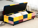 114 x 47 x 47cm Velvet Storage Ottoman, Button-tufted Footstool Box, Toy Chest with Lid for Living T3398P328282