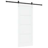 Sliding Door White and Black 83 x 202 cm Solid Pine Wood 3445407