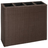 ZNTS Garden Raised Bed with 4 Pots 2 pcs Poly Rattan Brown 279083