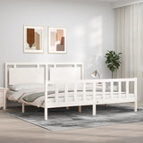 Bed Frame without Mattress White 200x200 cm Solid Wood Pine 3192187