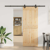 Sliding Door with Hardware Set 80x210 cm Solid Wood Pine 3332683