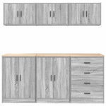 ZNTS Garage Cabinets 6 pcs Grey Sonoma Engineered Wood 3328346