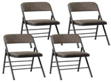 4 Pcs Folding Chairs, Black Patterned Fabric Upholstered Event Chairs, 18.1"18.9"29.9" Padded Seat 72952483
