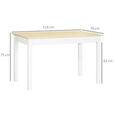 Dining Table for 4 to 6, 120L x 70W x 75Hcm, Modern Kitchen Table with Wood Effect Tabletop, Thick T3398P343531