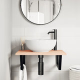 Basin Shelf Wall Mounted Steel and Solid Wood Oak 3302595