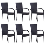 Dining Set Black Solid Acacia Wood Stackable Dining Set 3072495