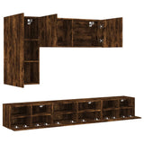 5 Piece TV Wall Cabinets Smoked Oak Engineered Wood 3216562