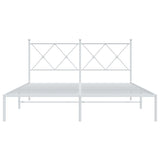 Metal Bed Frame without Mattress with Headboard White 150x200cm 376553