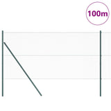 Fence with Posts Green 1 x 100 m PVC-coated steel 3352744