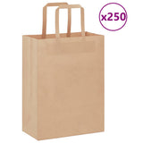 Paper Bags 250 pcs with Handles Brown 21x11x28 cm 4101811