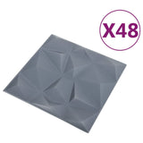 3D Wall Panels 48 pcs 50x50 cm Diamond Grey 12 m² 150920