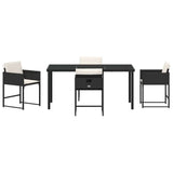 Garden Dining Set with Cushion 5 pcs Black Poly Rattan 3380006
