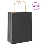 Paper Bags 250 pcs with Handles Black 21x11x28 cm 4101643