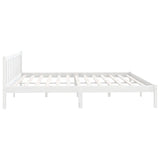 Bed Frame without Mattress White Solid Wood Super King Size 810098